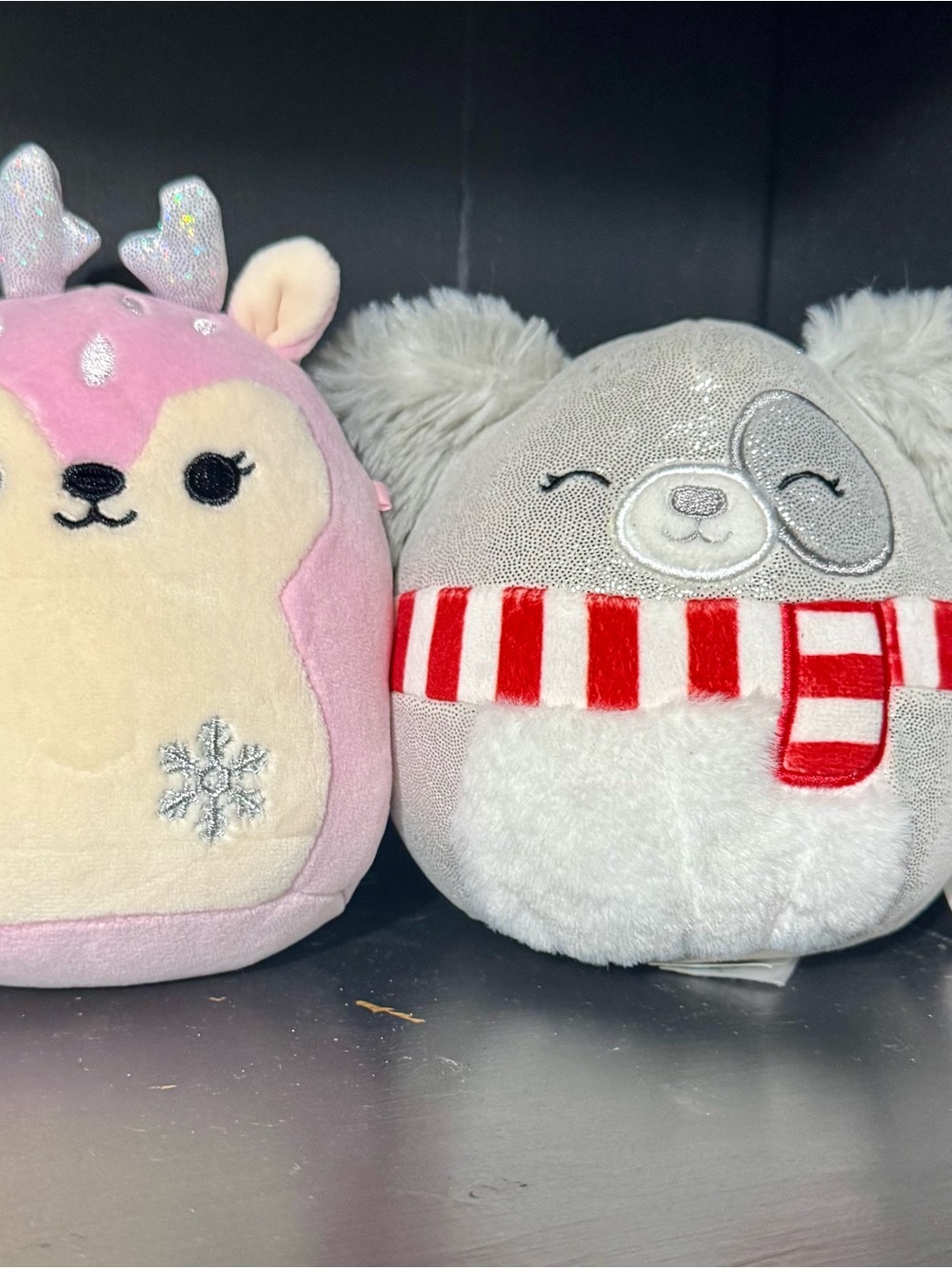 Squishmallows Pink Deer and Gray Bear Holiday Plush Set